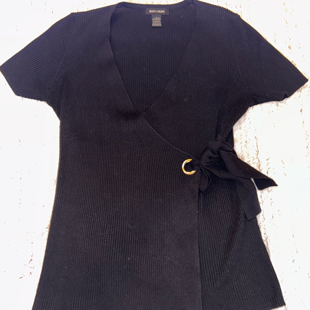 Black Wrap Blouse